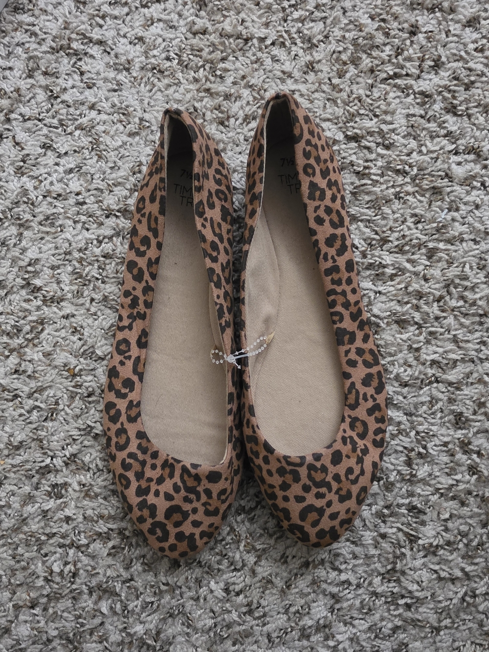Time and Tru Leopard 7.5 WIDE Ballet Flats in Brown and Black